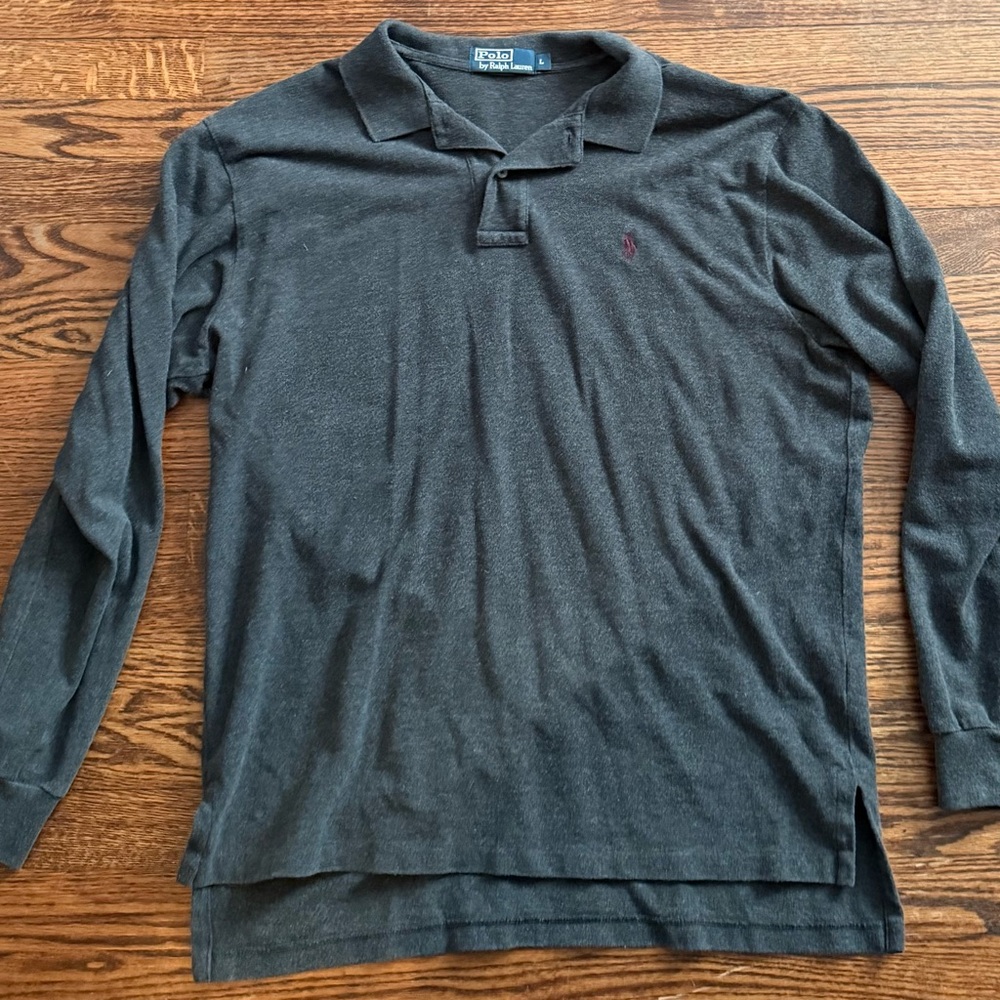 Ralph Lauren Men's Dark Gray Long Sleeve Polo Shirt
